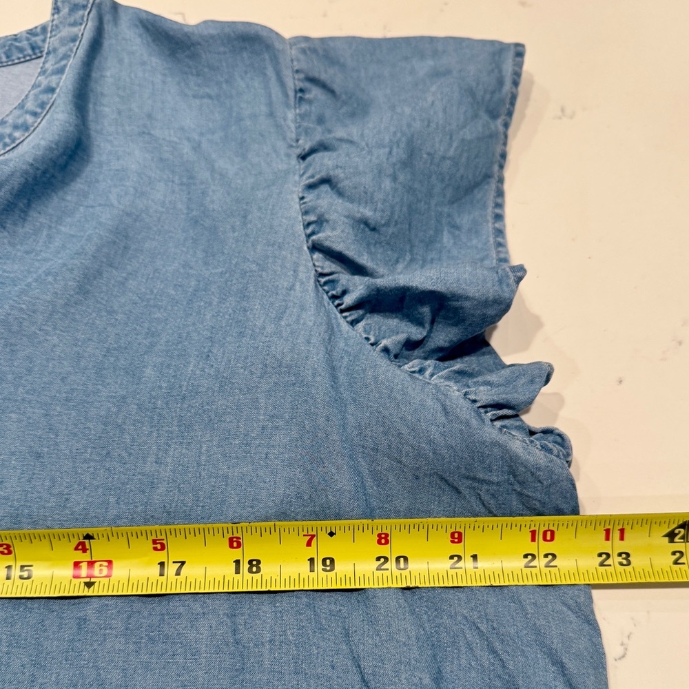 Style & Co Women׳s Blue Chambray Flutter Sleeve Top Size XL NWOT - Picture 9 of 10